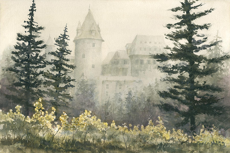 Castle Painting - Misty Morning by Sam Sidders