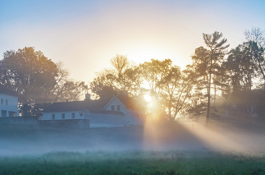 Misty Morning Sunrise - Valley Forge Photograph by Bill Cannon