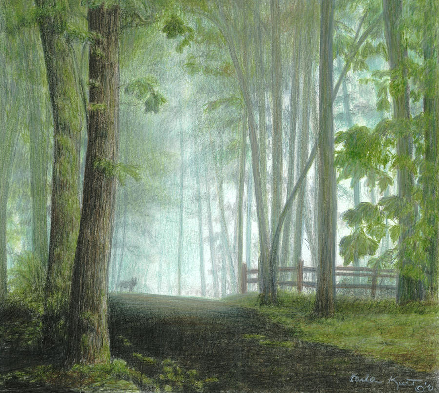 Tree Painting - Misty Morning Visitor by Carla Kurt