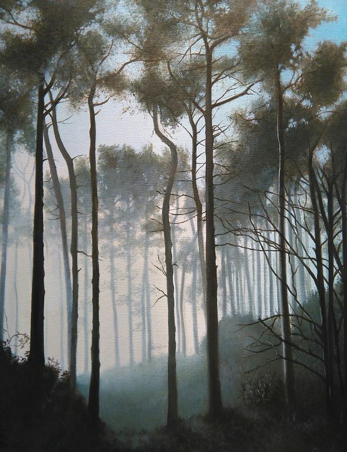Tree Painting - Misty Morning Walk by Caroline Philp
