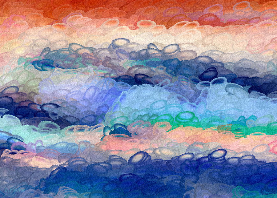Misty Mountain Bubbles Abstract Digital Art by Dee Flouton