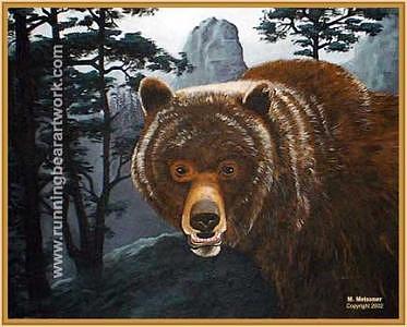 Grizzly Bear Painting - Misty Mountain Grizzly by Michael Meissner Grizzly Bear Painting - Misty Mountain Grizzly by Michael Meissner