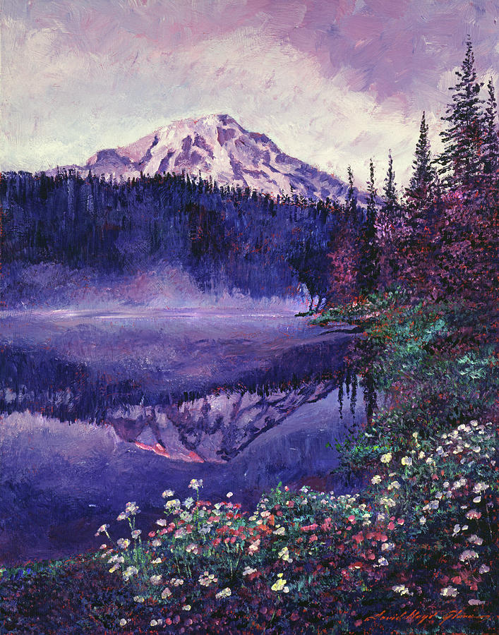 Misty Mountain Lake Painting
