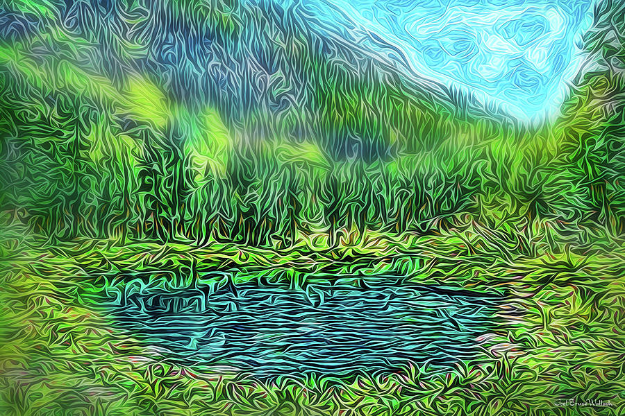 Misty Mountain Lake Digital Art by Joel Bruce Wallach