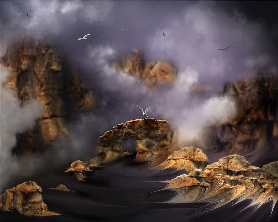 Misty Mountain Sunrise Digital Art by Artful Oasis