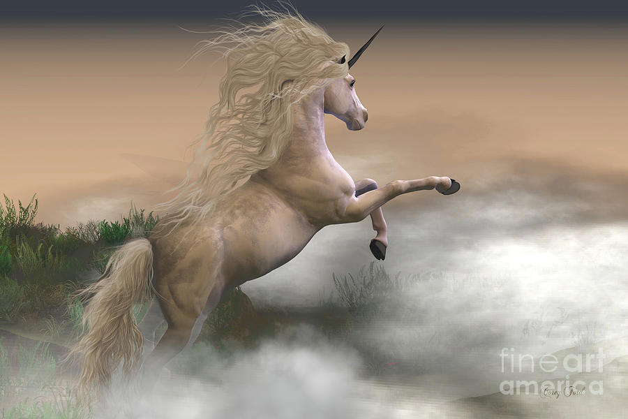 Misty Mountain Unicorn Digital Art by Corey Ford