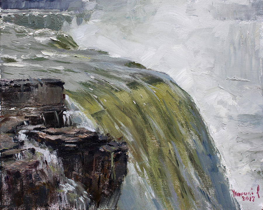 Waterfall Painting - Misty Niagara Falls NY by Ylli Haruni