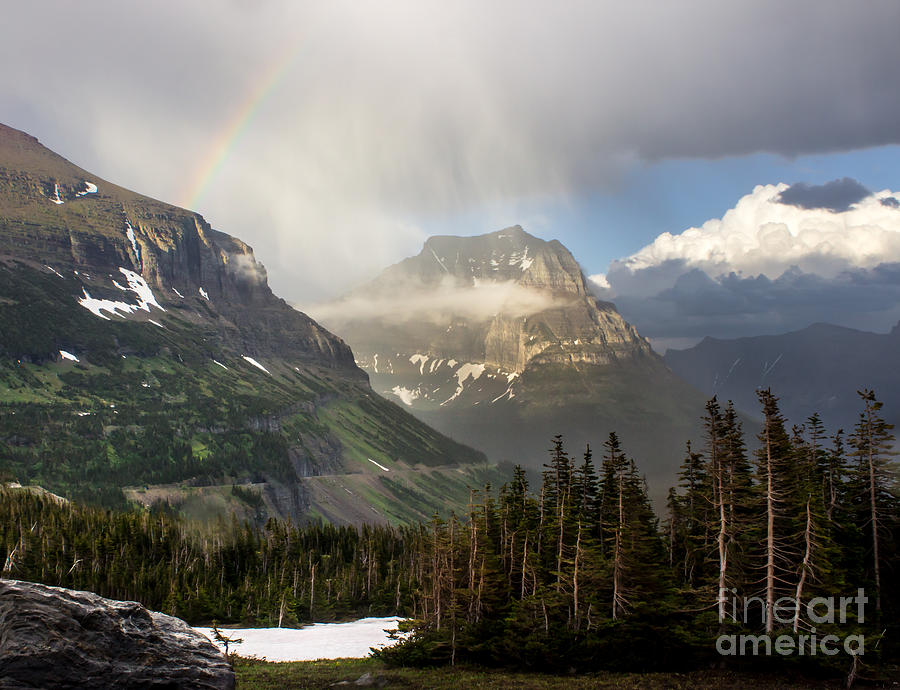 Misty Rainbow at Glacier NP Photograph by Leslie Wells