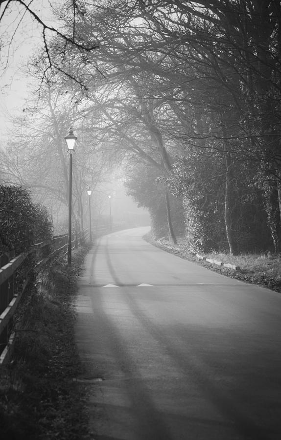 Misty road to Royden Photograph by Spikey Mouse Photography