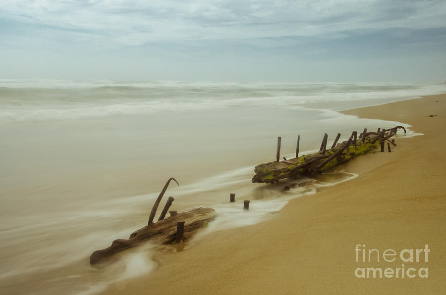 Misty Shipwreck Coastal / Nautical Landscape Photograph Photograph by PIPA Fine Art - Simply Solid