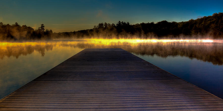 Misty Sunrise on Old Forge Pond Photograph by David Patterson