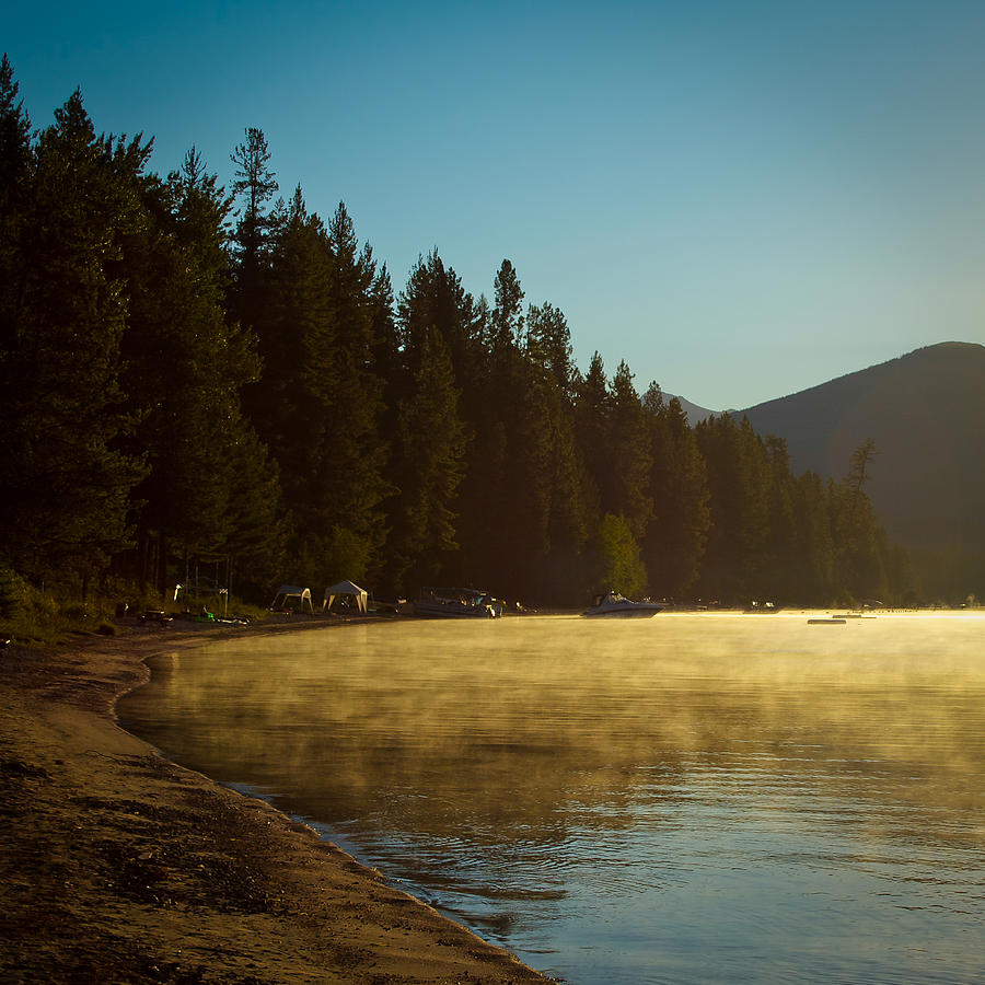 Misty Sunrise on Priest Lake Photograph by David Patterson