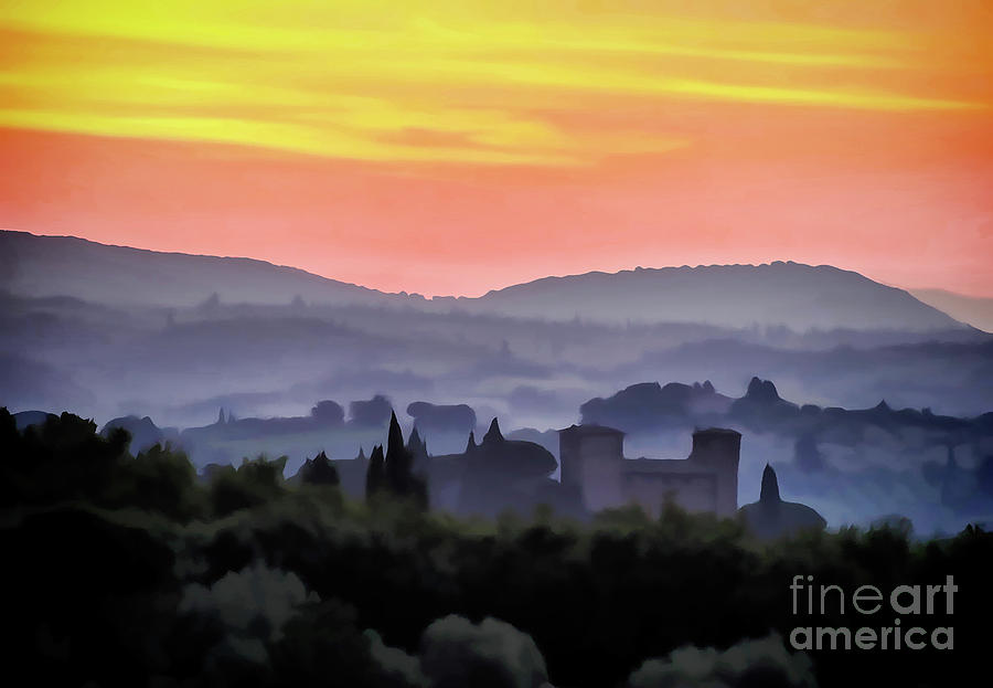Tuscany Photograph - Misty Tuscan Sunrise by Bob Lentz