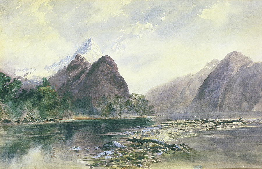 Milford Sound Painting - Mitre Peak, Milford Sound by Celestial Images