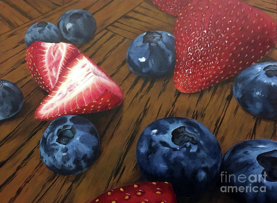 Strawberry Painting - Mixed Berries by Kailyn DElena