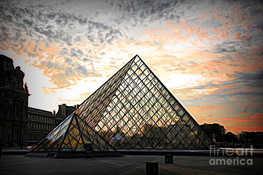 Mixed Media The Louvre Digital Color  Mixed Media by Chuck Kuhn
