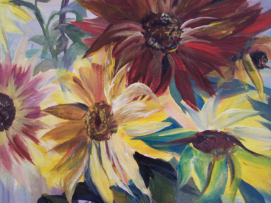 Mixed Sunflowers Painting by Chris Wing