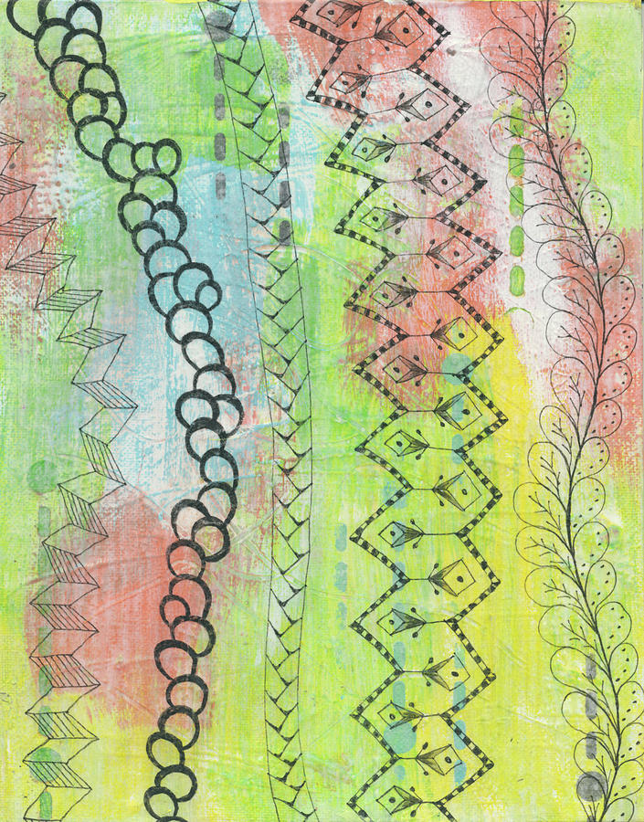 Mixed Tangle 2 Drawing by Bev Donohoe