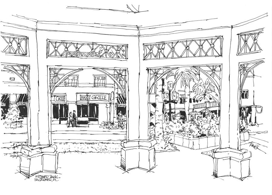 Mizner Park Boca Raton Florida Drawing by Robert Birkenes