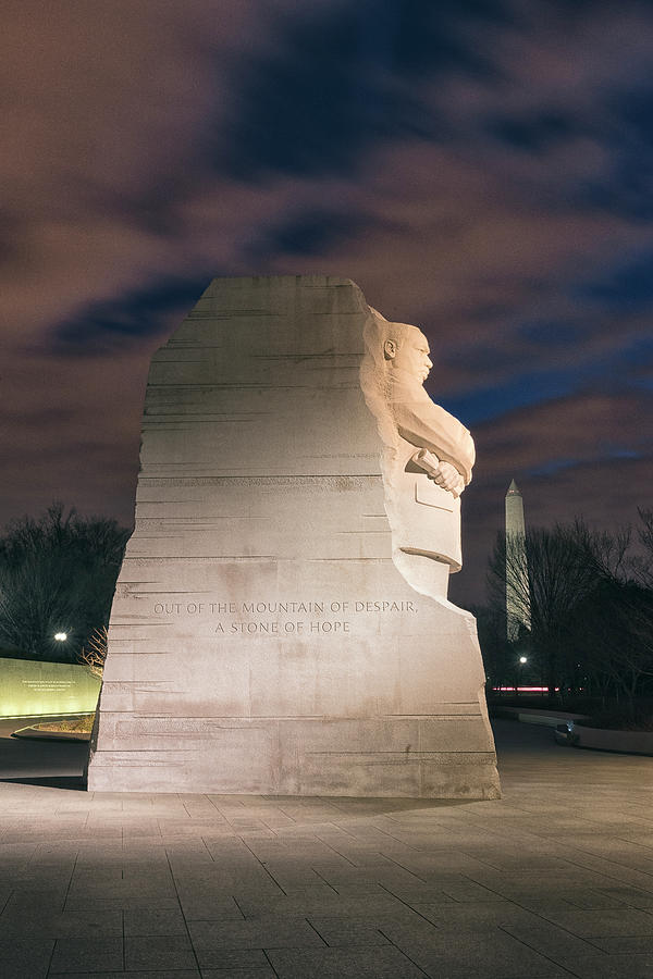 Martin Luther King Memorial and Washington Monument Photograph by Dennis Kowalewski