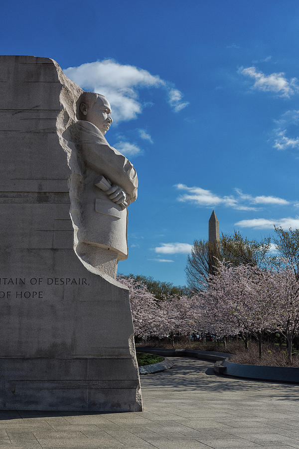 MLK Memorial and Washington Monument and Cherry Trees Photograph by Dennis Kowalewski