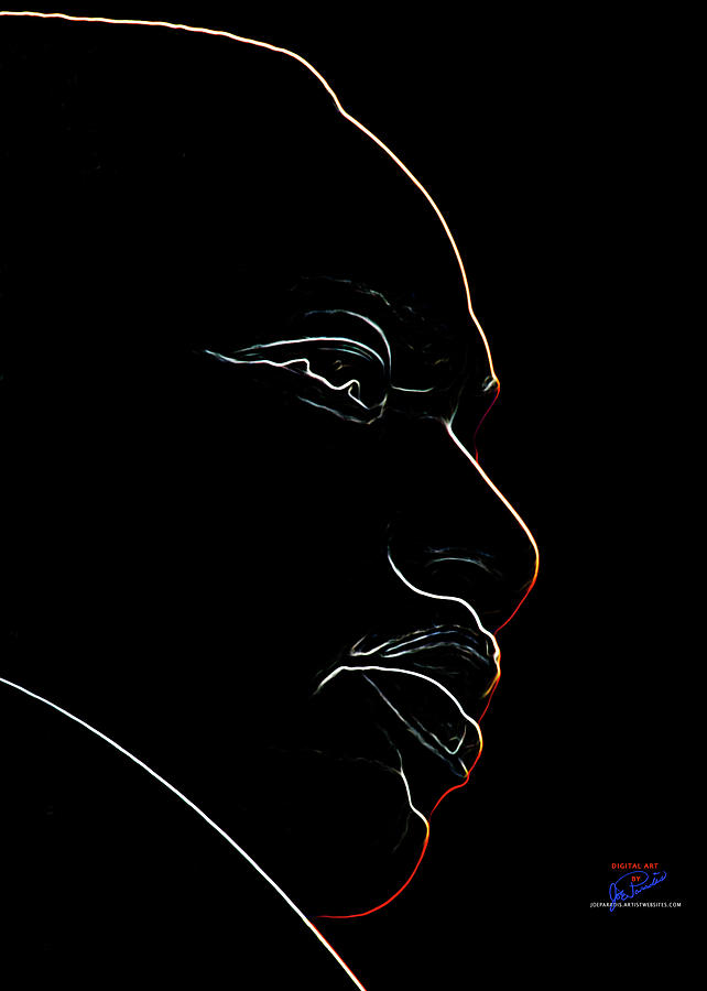 MLK Red Outline Digital Art by Joe Paradis