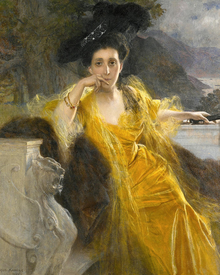 Mme Marie-Louise Fould nee Heine Painting by Francois Flameng