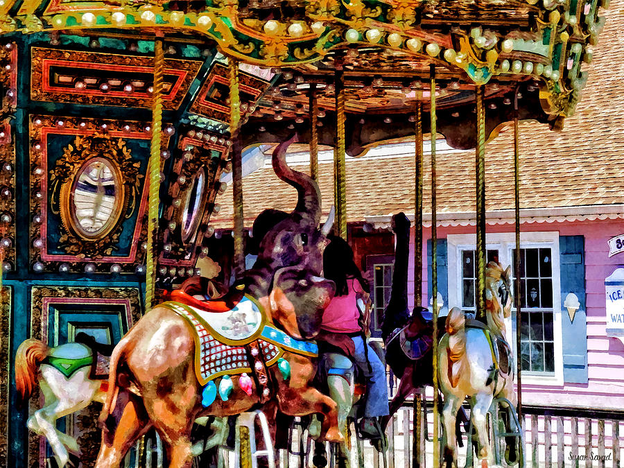 Merry Go Round With Elephants Photograph by Susan Savad