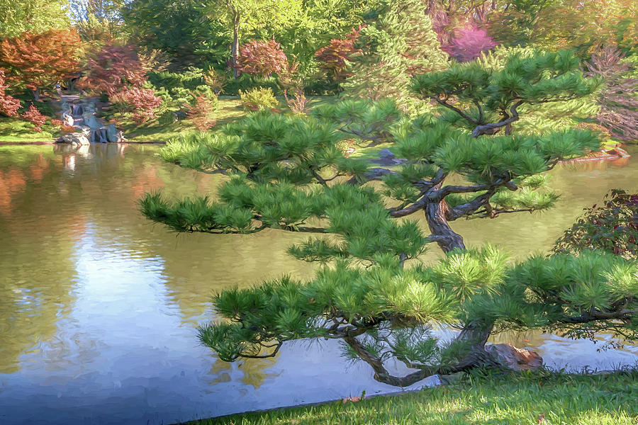 Mo Bot Japanese Garden Photo Painting 7R2_DSC2725_10262017 Photograph by Greg Kluempers