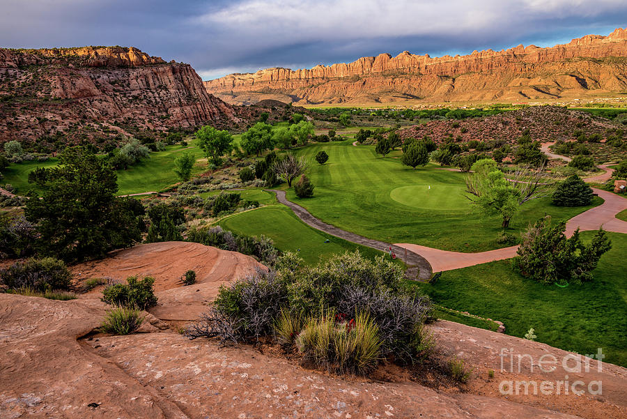 Moab Desert Canyon Golf Course At Sunrise Photograph
