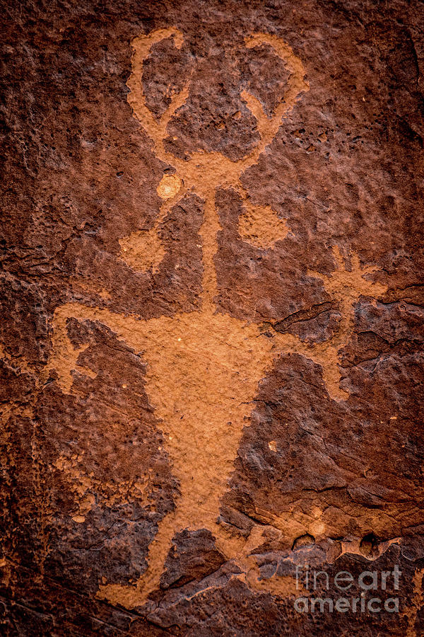 Moab Man Petroglyph Portrait - Utah Photograph by Gary Whitton