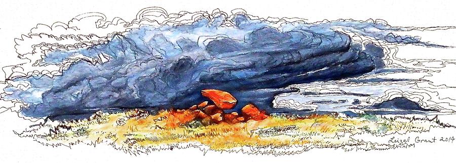 Moab Storm Drawing by Leizel Grant