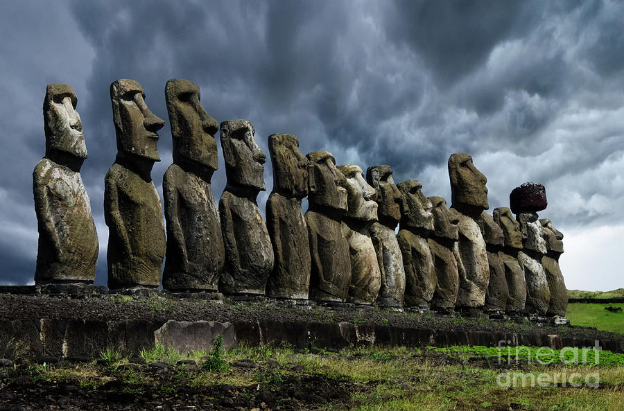 Landscape Photograph - Moai Easter Island Rapa Nui 9 by Bob Christopher