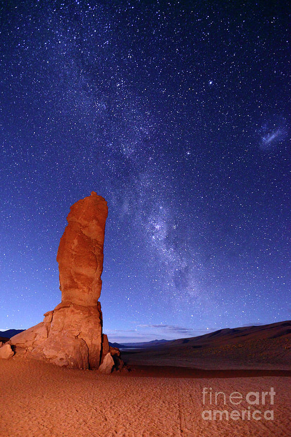 Moais de Tara Rock Sentinel and Milky Way Chile Photograph by James Brunker