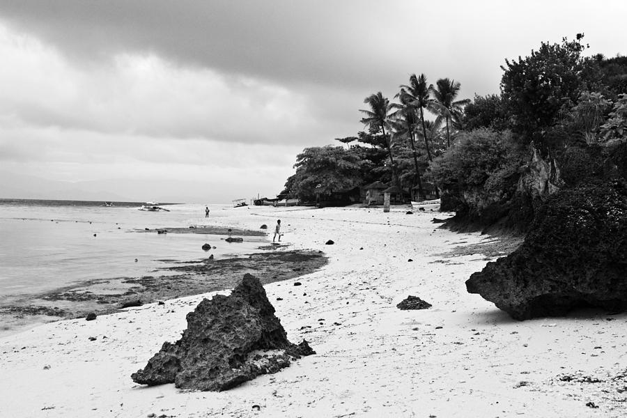 Moalboal Cebu White Sand Beach In Black And White Photograph by James ...