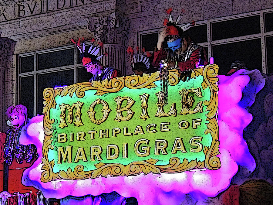 Mobile Birthplace of Mardi Gras with Poster Edges Digital Art by