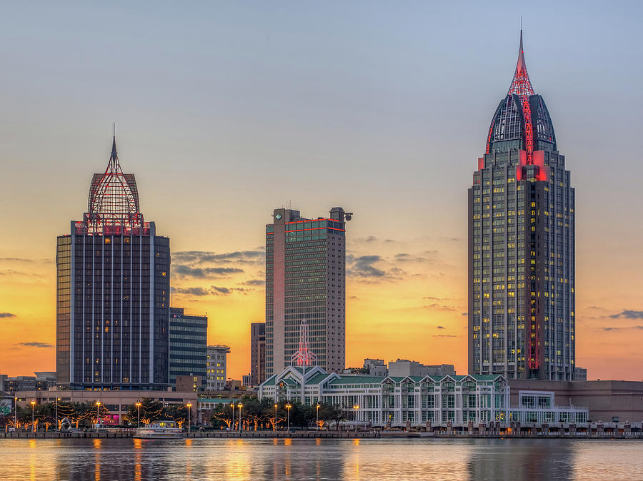 Mobile Skyline at Sunset Photograph by Brad Boland