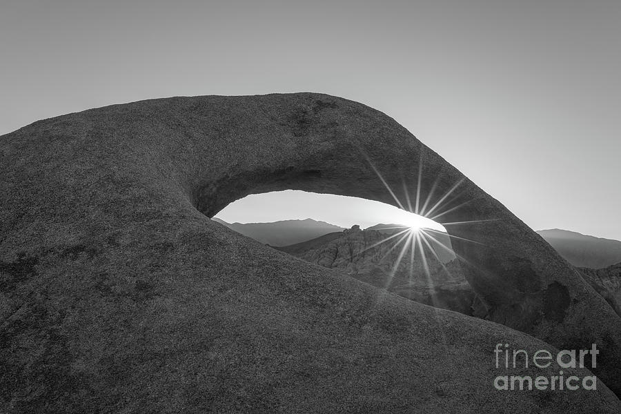 Mobius Arch Sun Burst BW  Photograph by Michael Ver Sprill