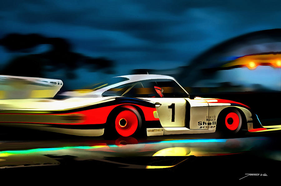 Porsche Painting - Moby Dick by Night by Tano V-Dodici ArtAutomobile