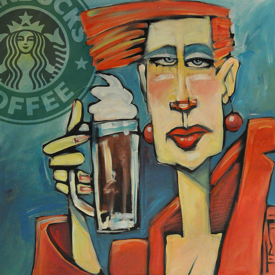 Mocha Double Shot with Starbucks Logo Painting by Tim Nyberg