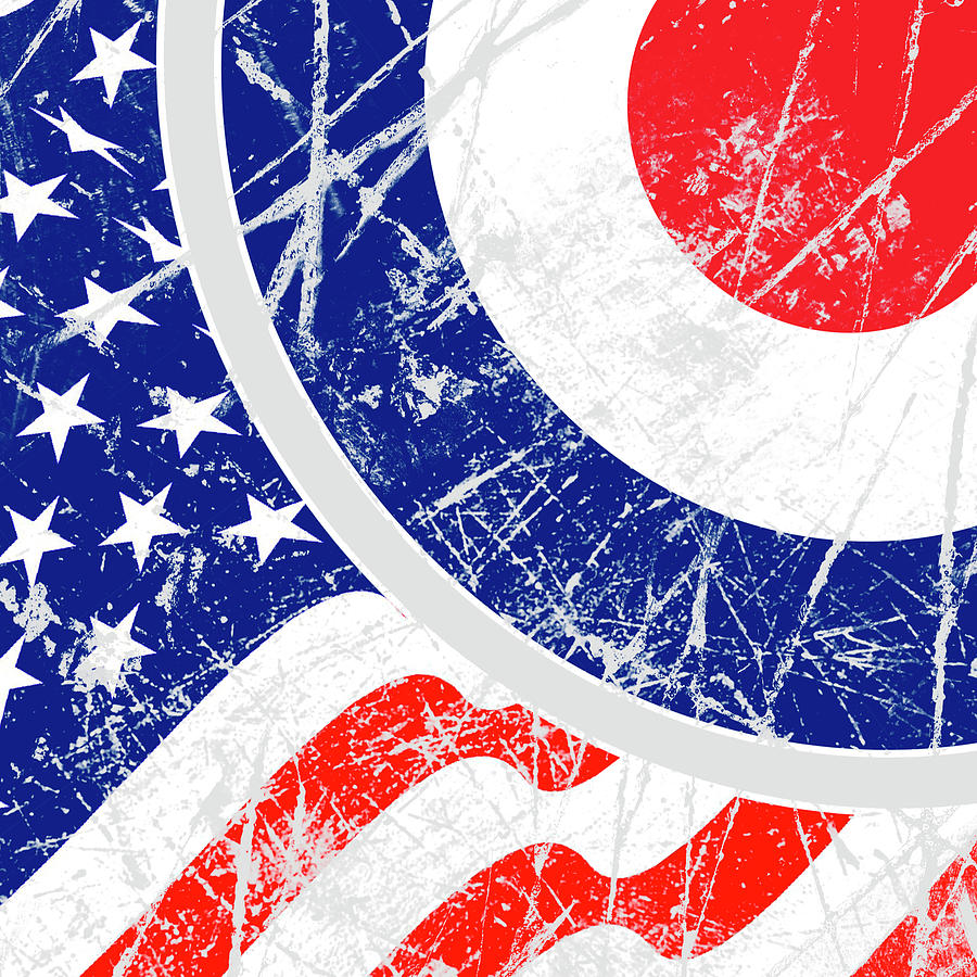 Mod Roundel American Flag in Grunge Distressed Style Digital Art by Garaga Designs