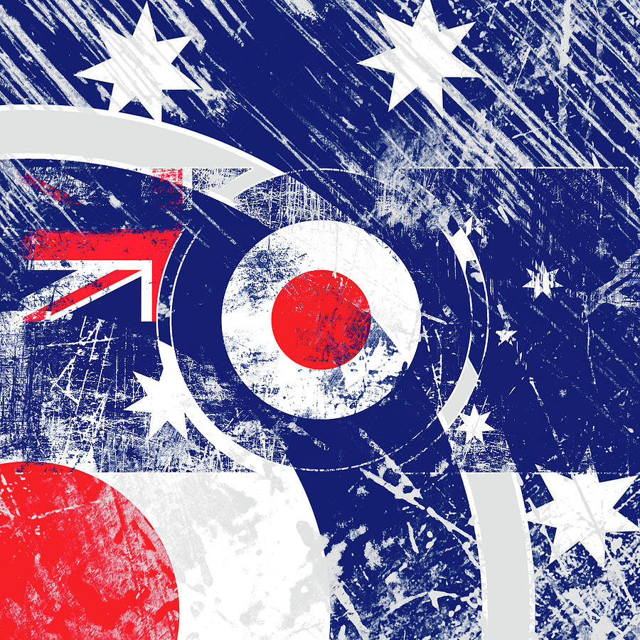 Mod Roundel Australia Flag in Grunge Distressed Style Digital Art by Garaga Designs