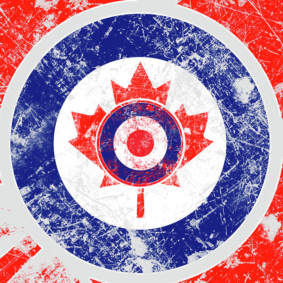 Mod Roundel Canadian Maple Leaf in Grunge Distressed Style Digital Art by Garaga Designs