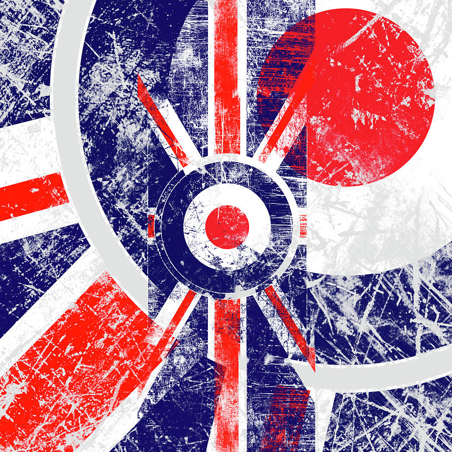 Mod Roundel Union Jack Flag in Grunge Distressed Style Digital Art by Garaga Designs