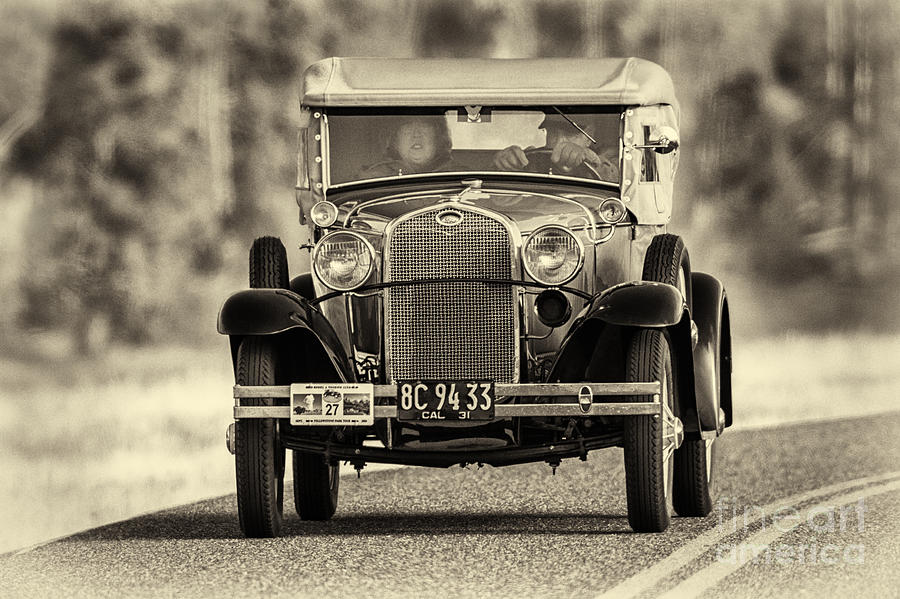 Model A Touring bw Photograph by Jerry Fornarotto