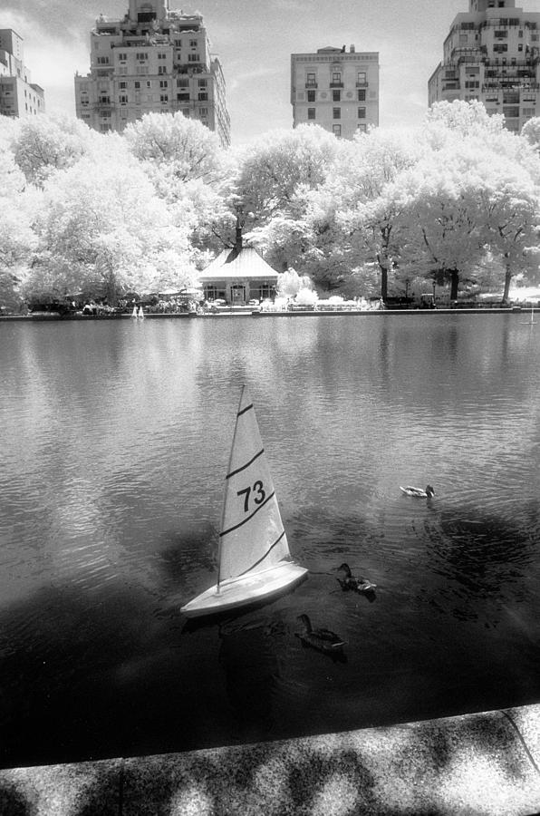 Black And White Photograph - Model Boat Lake Central Park by Dave Beckerman
