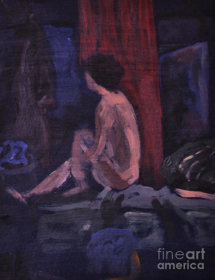 Model in Blue and Red Painting by Reb Frost