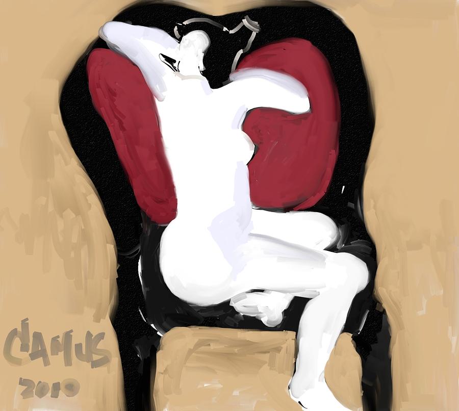 Nude Painting - Model  in Chair by Carlos Camus