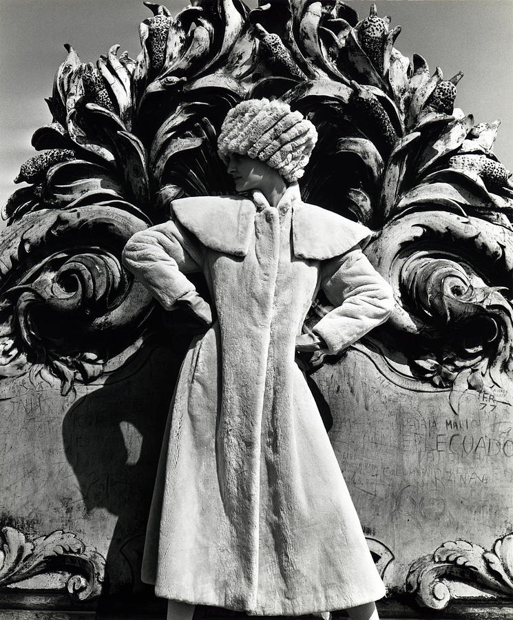 Model Wearing Fur Hat And Coat Photograph by Horst P Horst