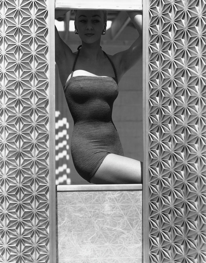 Model Wearing Sportwhirl Swimsuit Photograph by Horst P Horst